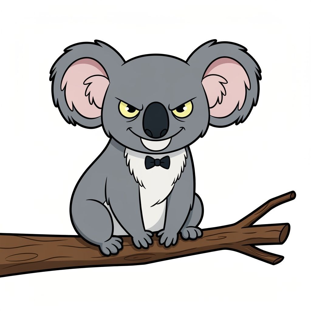 Cute Koala with Secretly Evil Glint in Cartoon Style