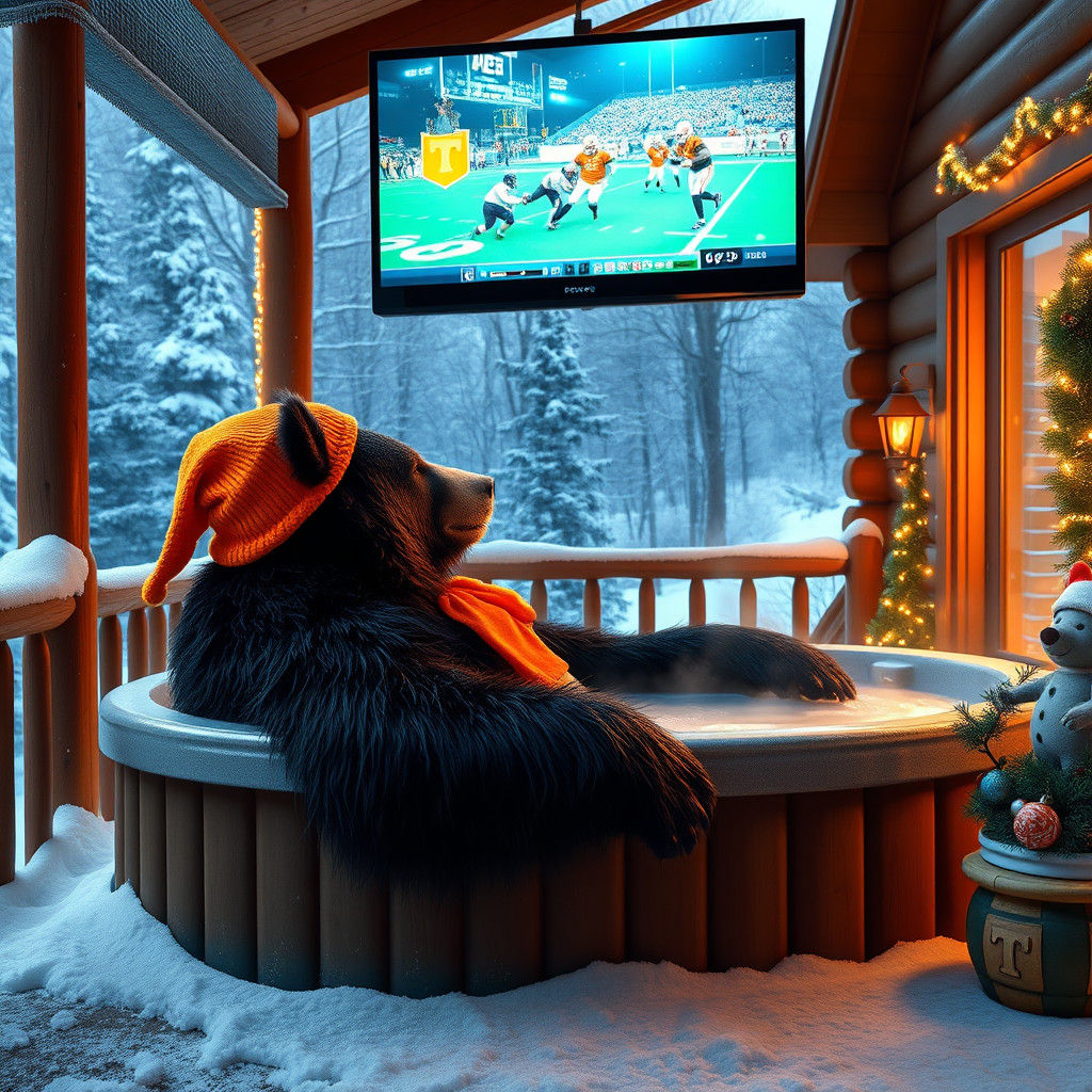 Black Bear Cheers Vols in Snowy Gatlinburg Cabin