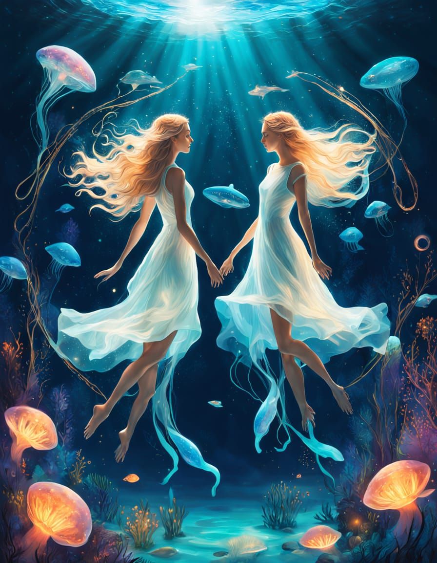 Surreal Aquatic Dreamscape in Whimsical Style