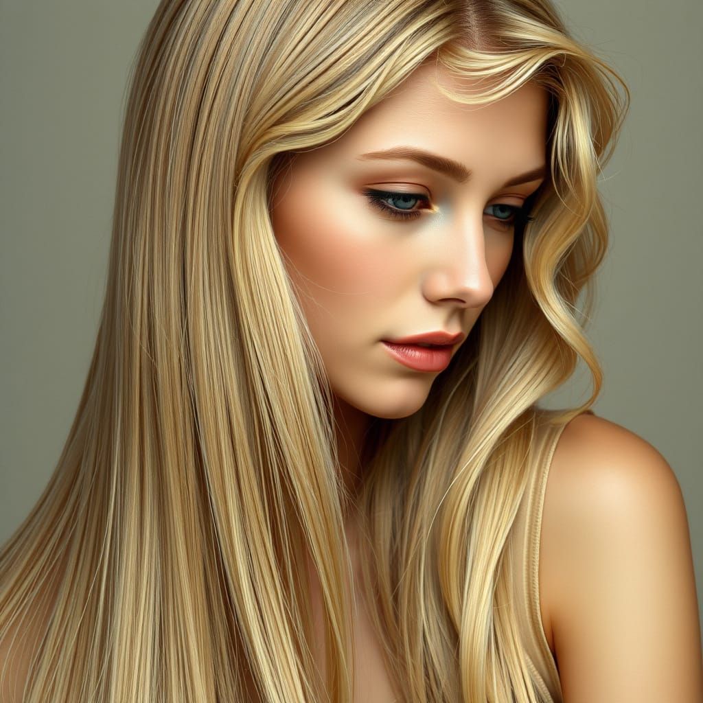 Blonde Woman in Alphonse Mucha Style