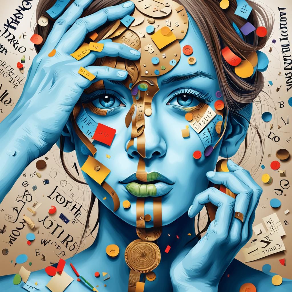 Abstract Neurographic Art with Words and Letters