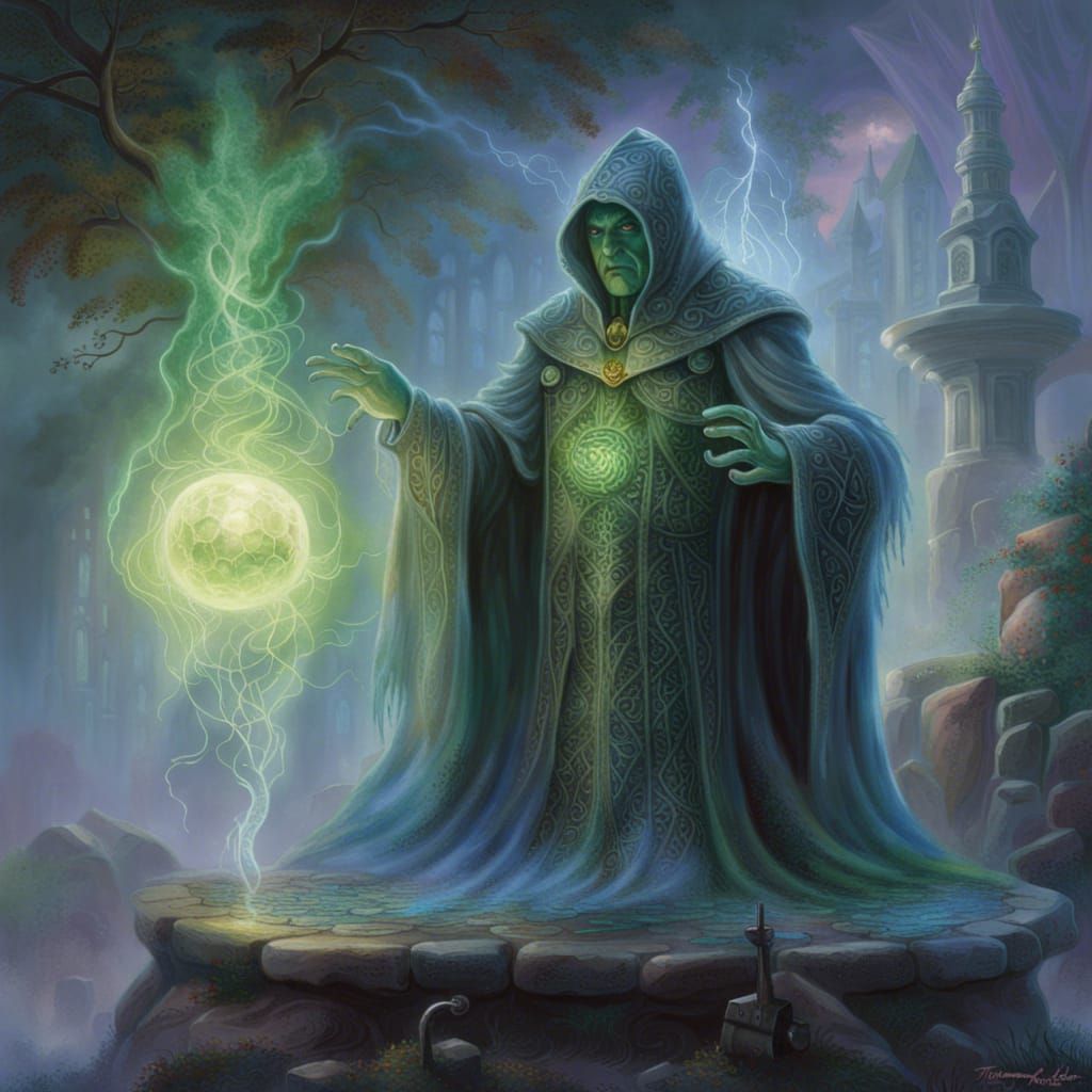 Tech Warlock Slime Worships AI Supercomputer in Ethereal Sty...