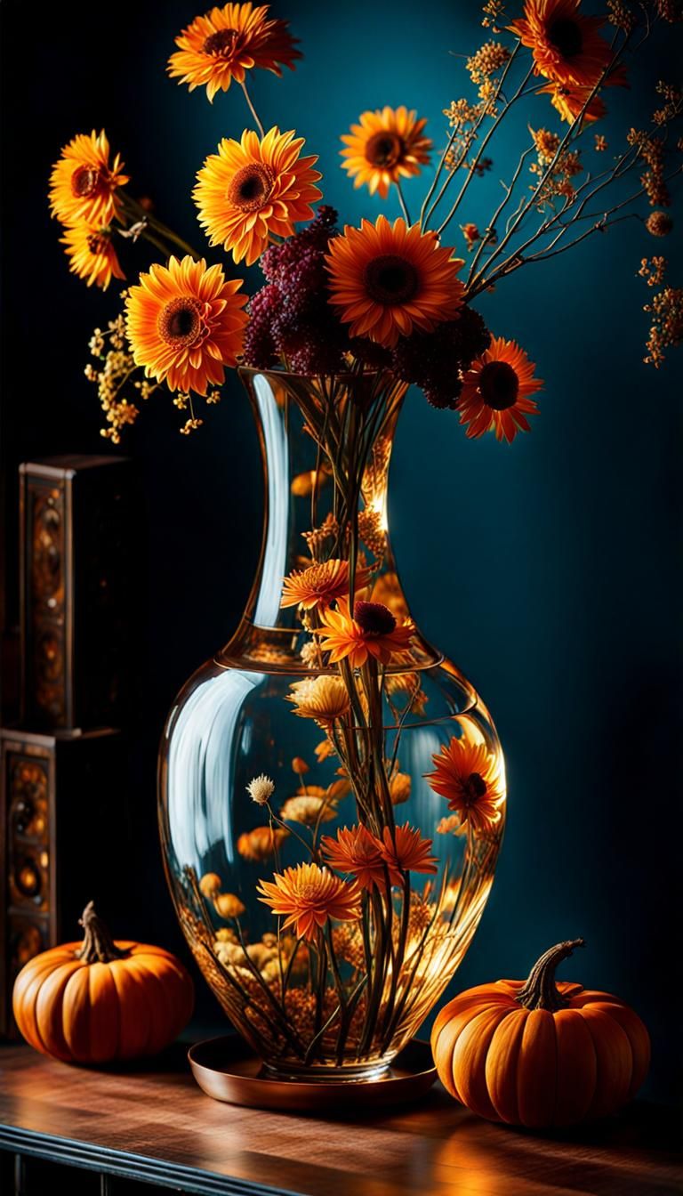 Bohemian Witch's Vase Still Life: Klimt x Mucha Style