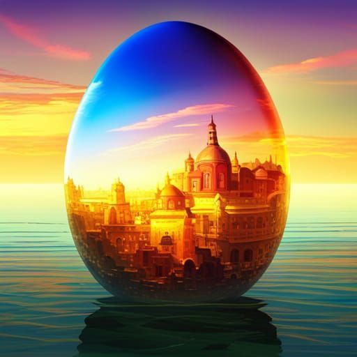 Rainbow Egg in Retro Eldritch Folk Art