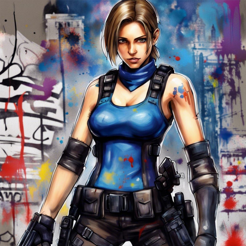Jill Valentine in Graffiti Street Art Style