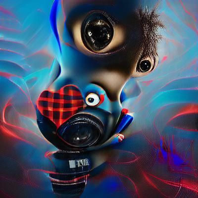 Punk Character with Gas Mask and Heart in 3D