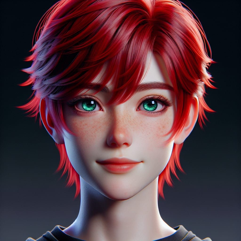 Hyperrealistic Red-Haired Character in 3D