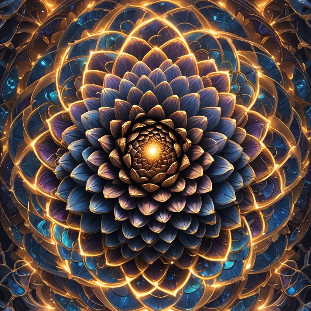 Glowing Pine Cone Toroidal Field in Fantasy Art