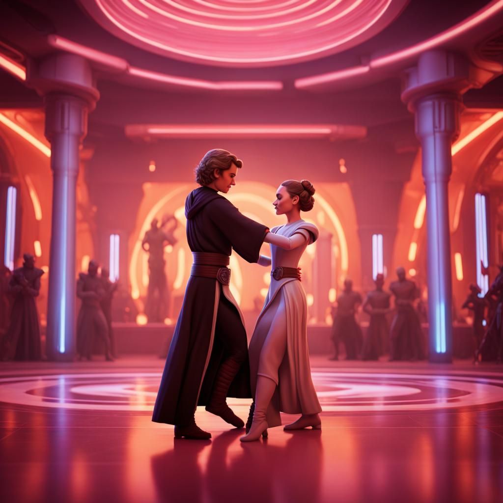 Padme and Anakin Dancing: 3D Digital Art