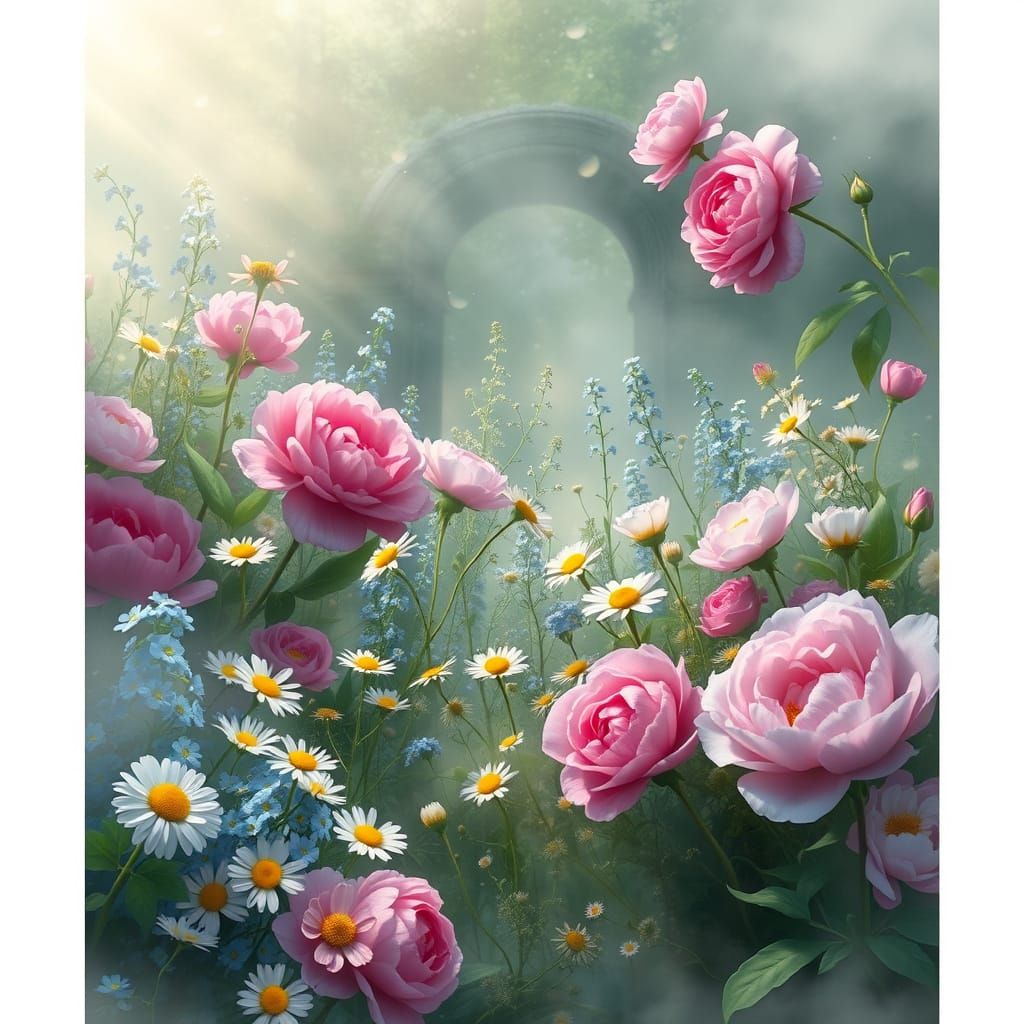 Enchanted English Garden Floral Pattern in Whispers of Mysti...