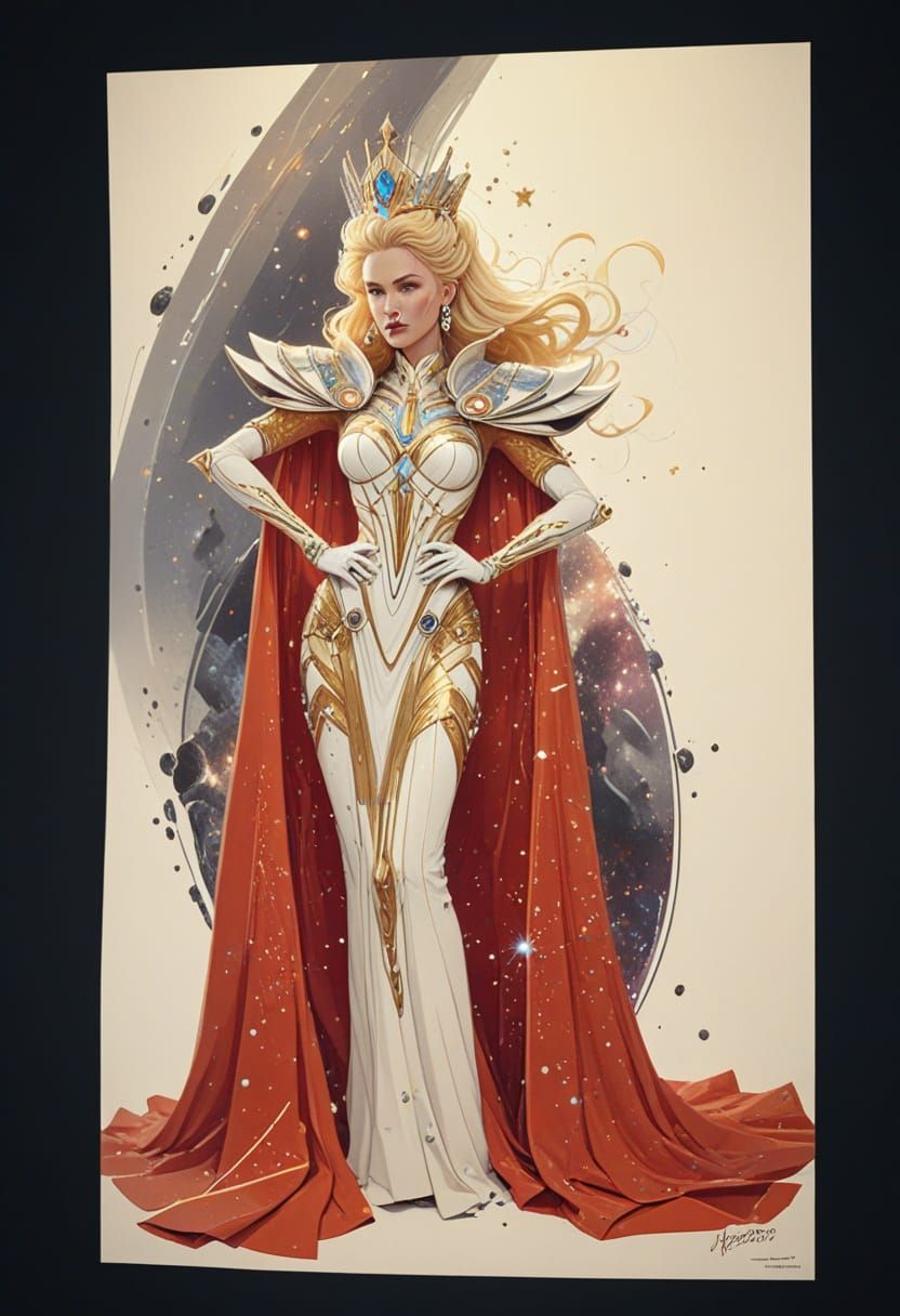 Queen of Outer Space in Futuristic Cosmic Armor