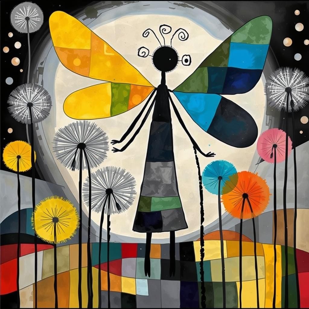 Dandelion Fairy Sketch in Colored Pencil Style