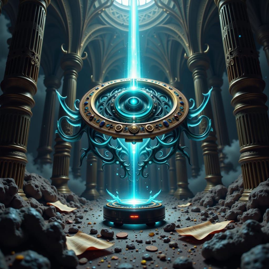 Ornate Roomba of Power in Dark Fantasy Chamber