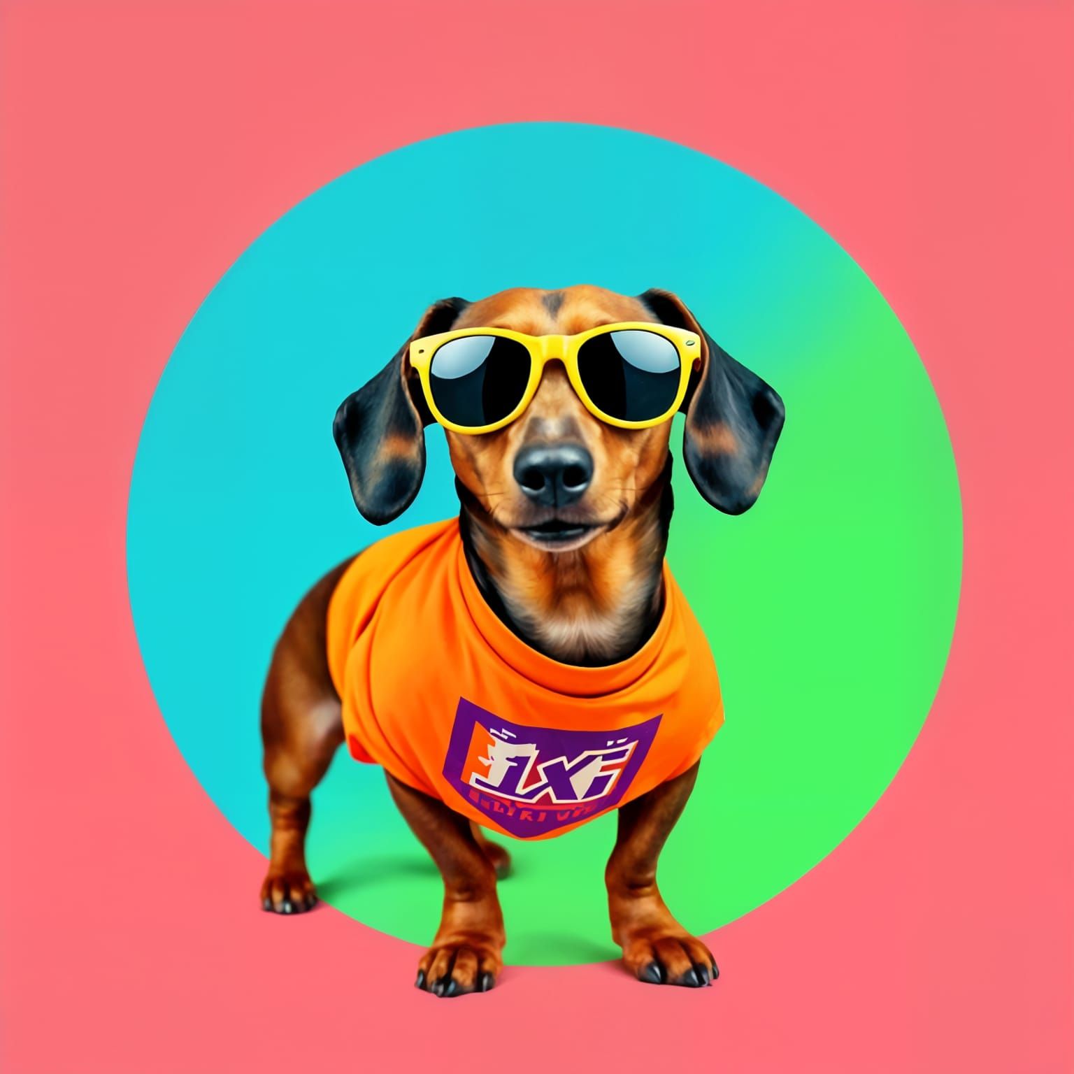 Triadic Dachshund in 8K Pop Art