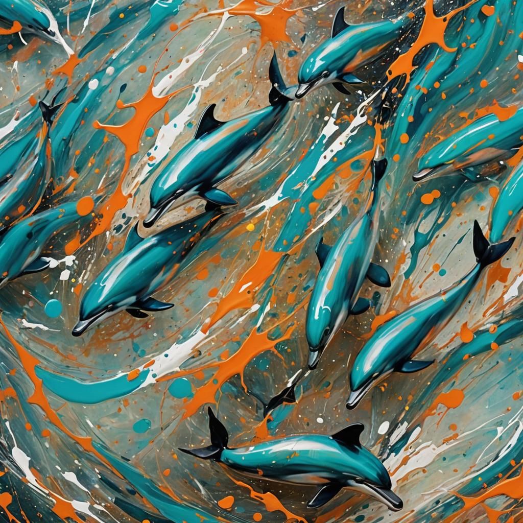Abstract Expressionism: Dolphins in Motion