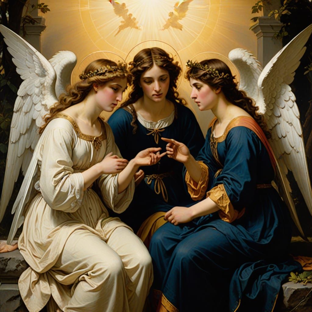 Serious Angels Engage in Heated Discussion in Baroque Style