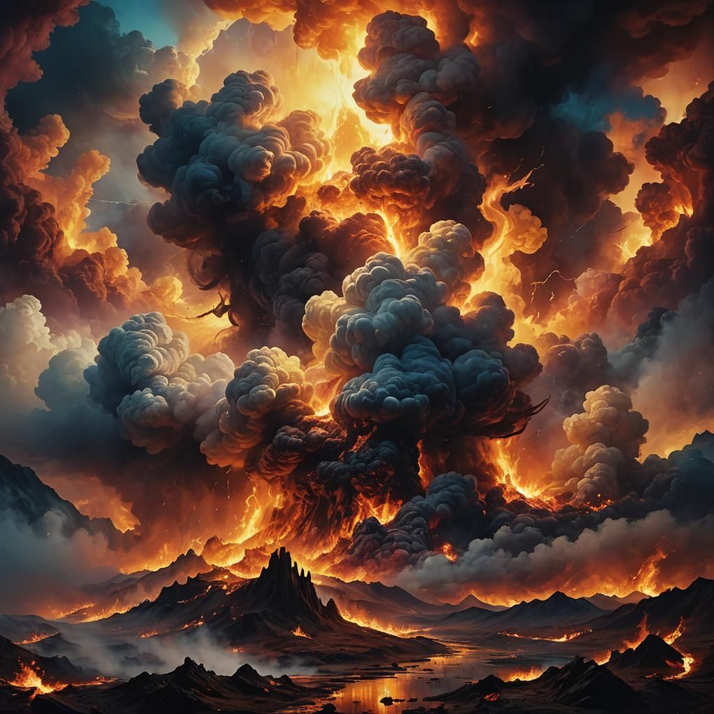 Heaven and Hell Collide: A Surreal Oil Painting