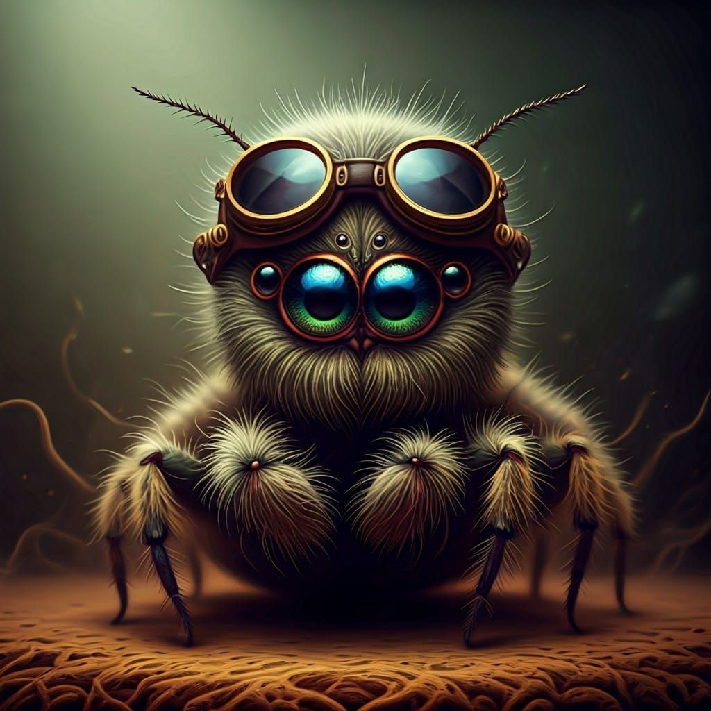 Surreal Steampunk Spidery Aviator