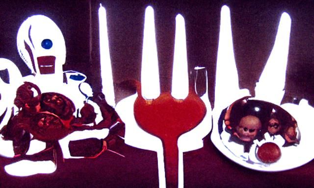Thanksgiving with a Cyborg Family in Cyberpunk Style