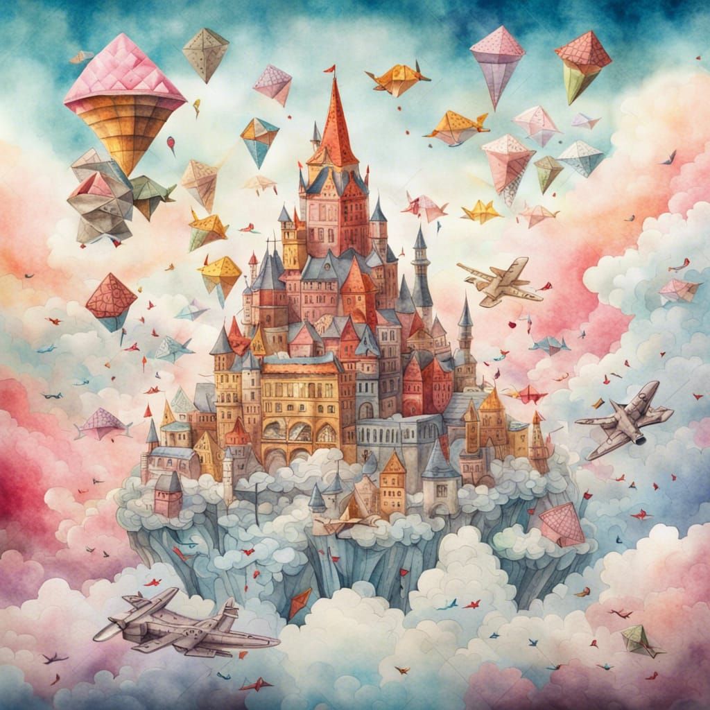 Ice Cream Castles in the Sky: Watercolor Art