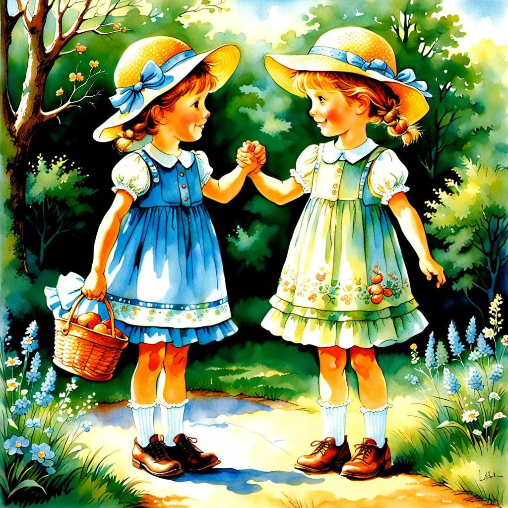 Charming Sibling Friendship Illustration