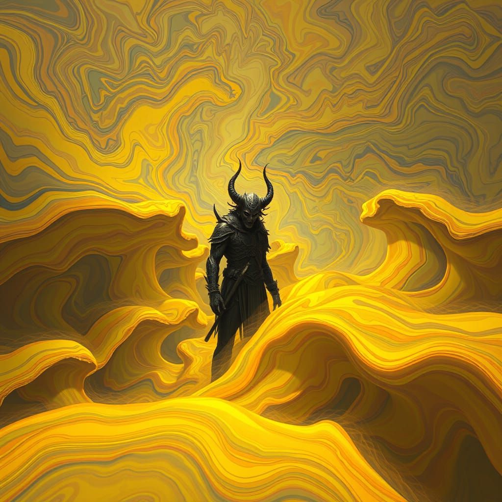 Psychedelic Hades: A Marbled Mirage in Surreal Futurism