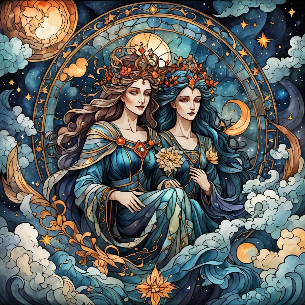 Hades and Persephone in Stained Glass Universe