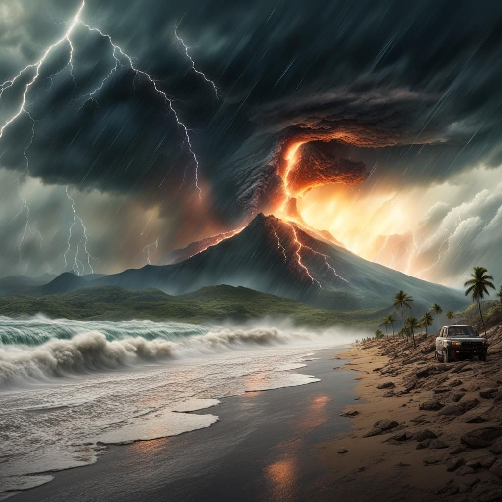 Epic Natural Disaster Strikes: Cinematic Digital Painting