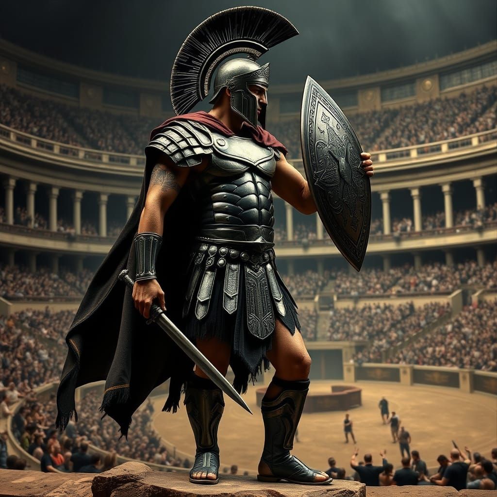 Gladiator Tattoo Design in Grayscale