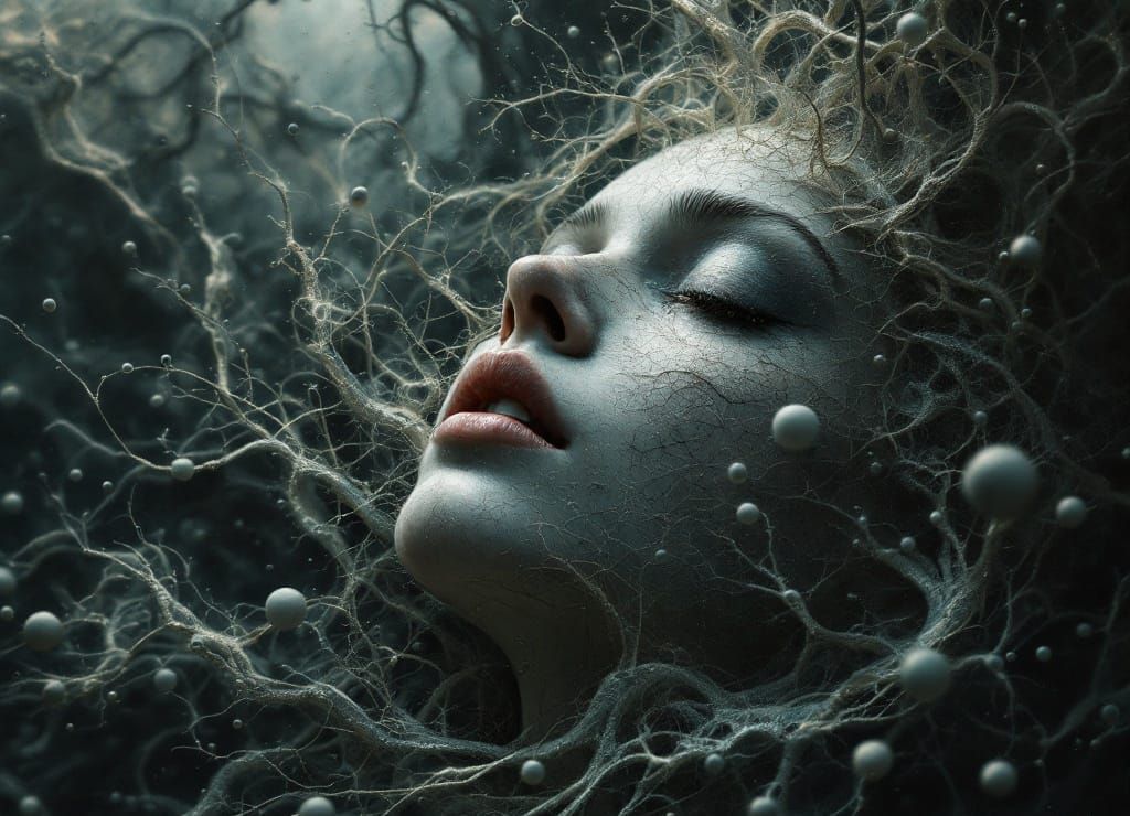 Grisaille Mandelbulb Fractal Self-Portrait