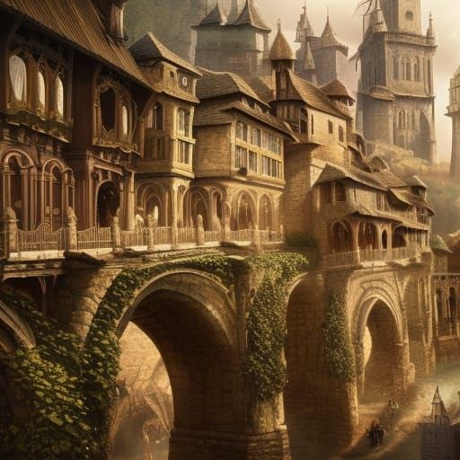 Dramatic Medieval Town in Digital Matte Painting