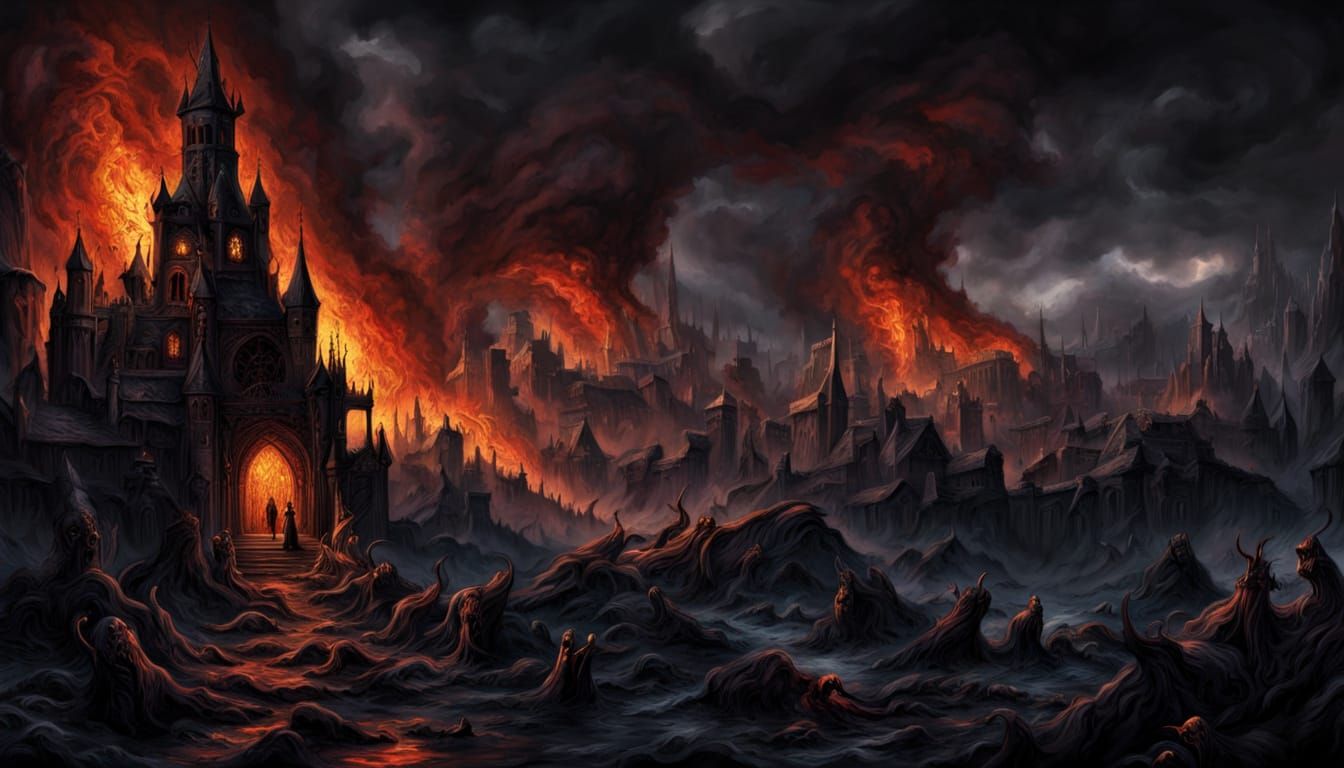 Surreal Hellish Scene Depicts 7 Deadly Sins in Dark Fantasy ...