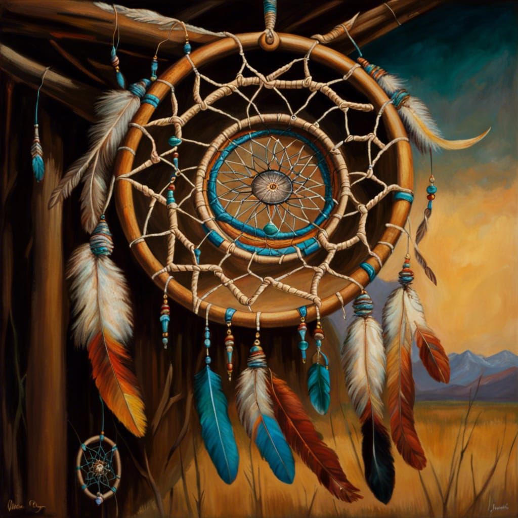 Native American Dream Catcher Oil Painting
