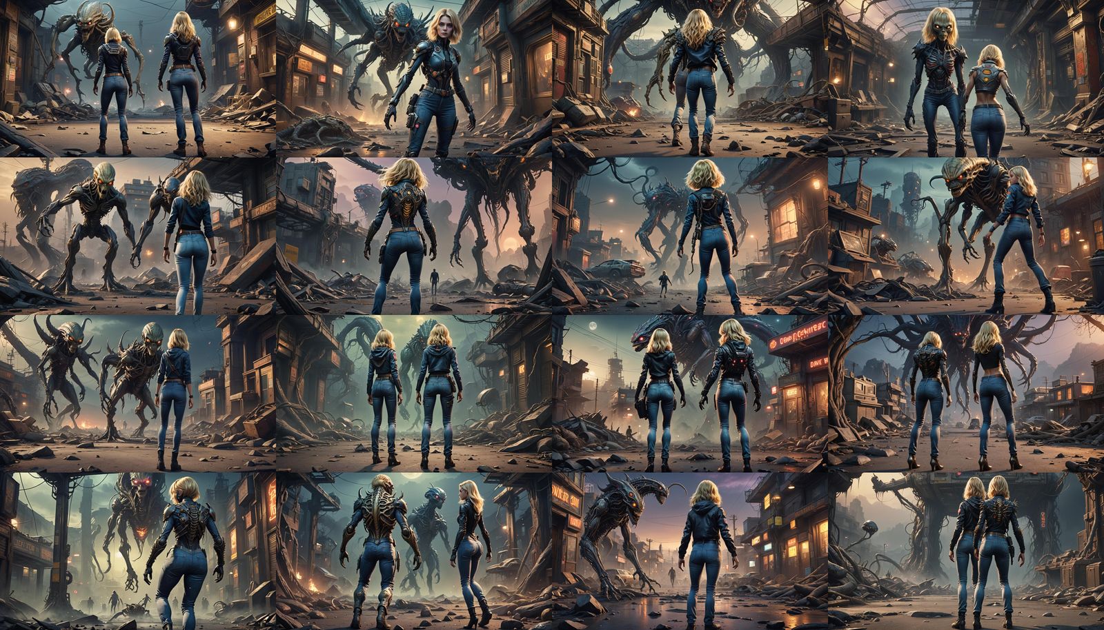 Blonde in Alien World: Detailed Matte Painting