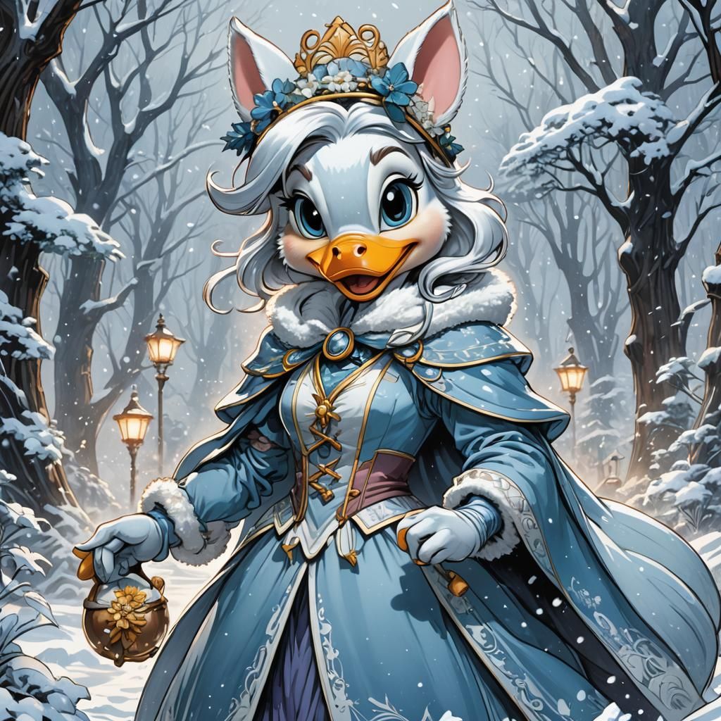 Daisy Duck as Alphonse Mucha's Winter