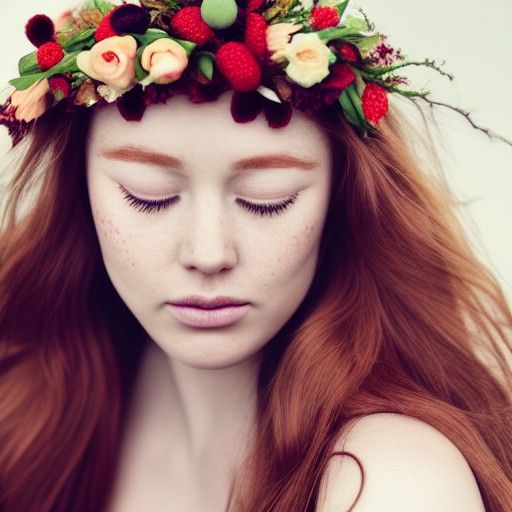 Redhead with Flower Crown: Studio Portrait