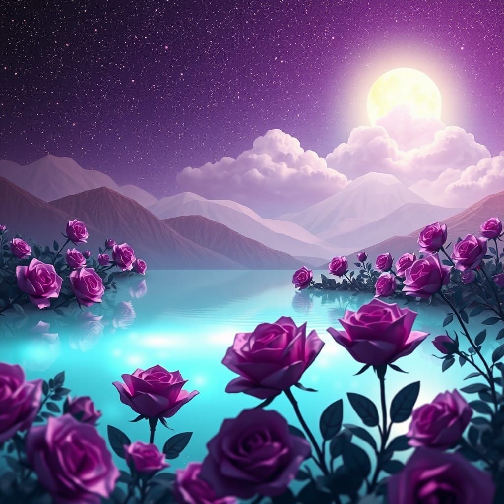 Glowing Lake in Papercraft Rose Garden