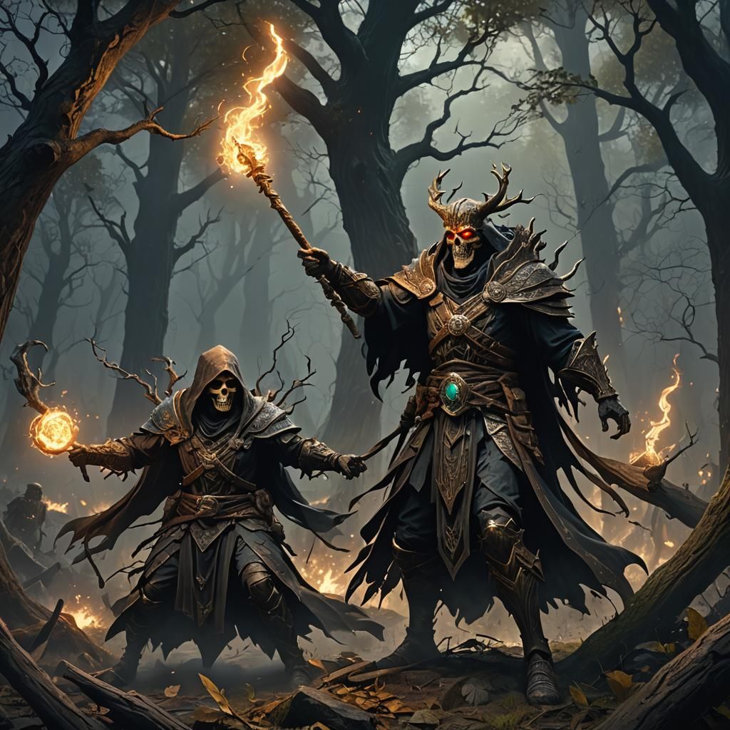Necromancer Casting Spell: Dark Fantasy Concept Art