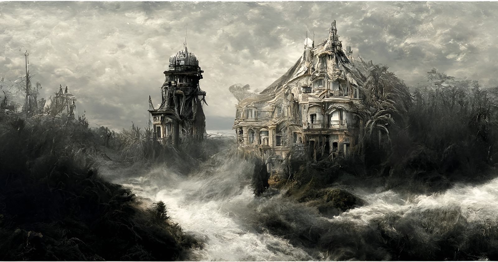 Abandoned Shore Resort: Detailed Matte Painting