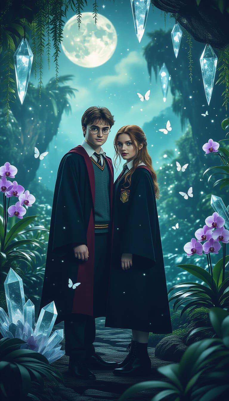 Harry Potter and Ginny in Cyberpunk Oasis