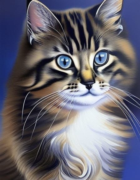 Ultrarealistic Kitten in Gouache Impressionist Style