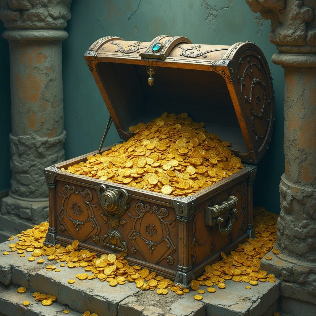 Ornate Treasure Chest in Futuristic Ruins