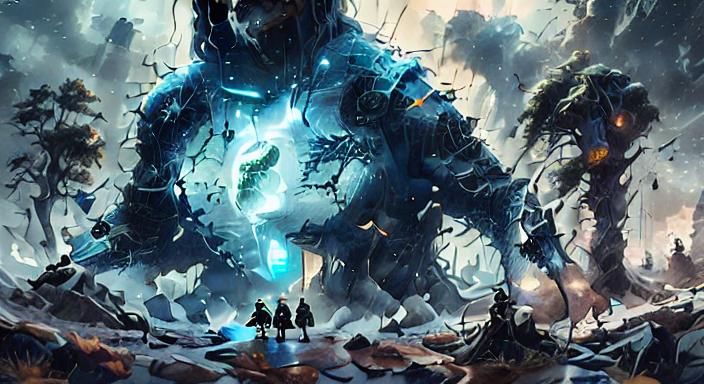 Misty Metallic Landscape with Purple and Blue Hues