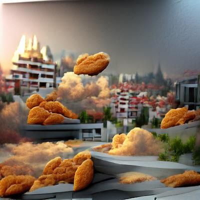 Detailed Matte Painting of Chicken Nuggets