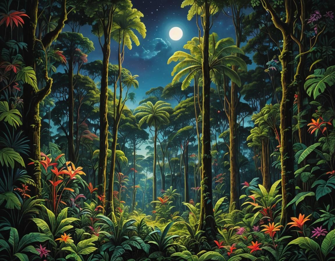Rainforest in the moonlight