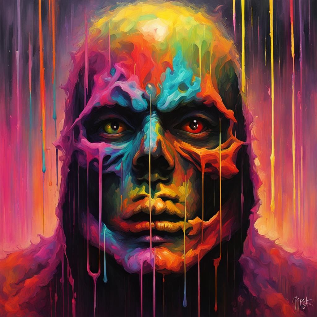 Sinister Neon Souls in a Dark Fantasy Scene