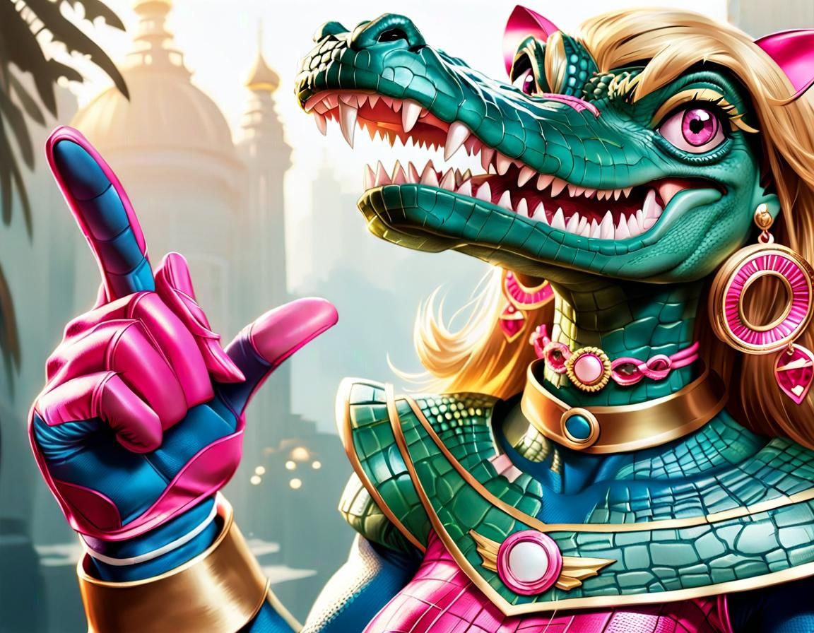 Anthro Crocodile Superheroine in Comic Book Art