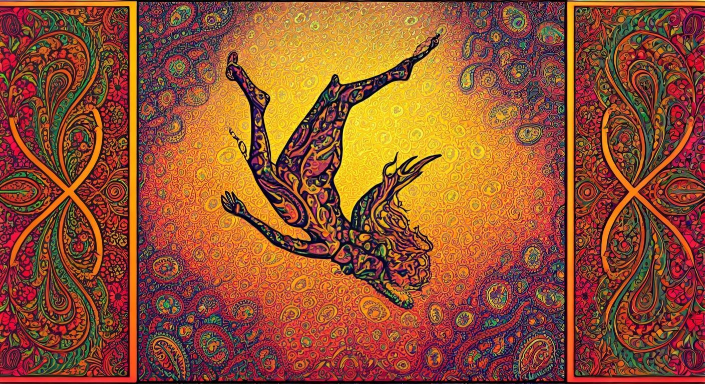 Icarus Falls in Vibrant Psychedelic 60s Art Poster Style