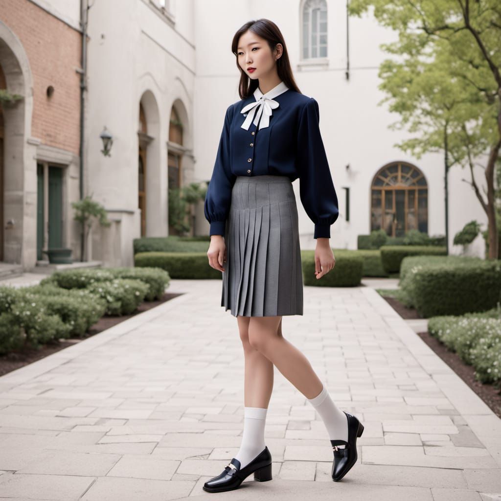18-Year-Old Japanese Student in Stylish Uniform