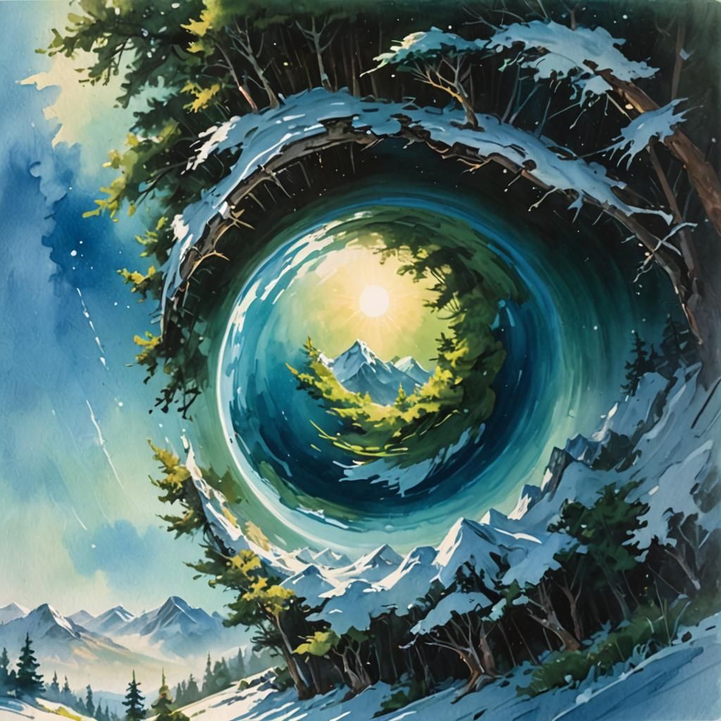 Earth From Space: Serene Watercolor Landscape